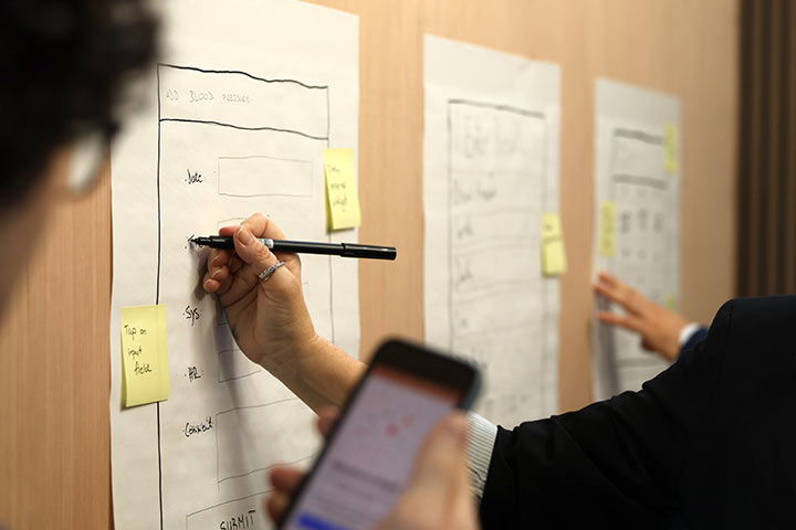 Creative Nights team working on the blood pressure UI concept.