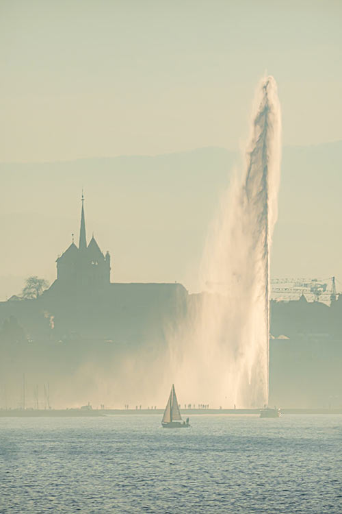Geneva Lake fountain, Geneve, Switzerland.